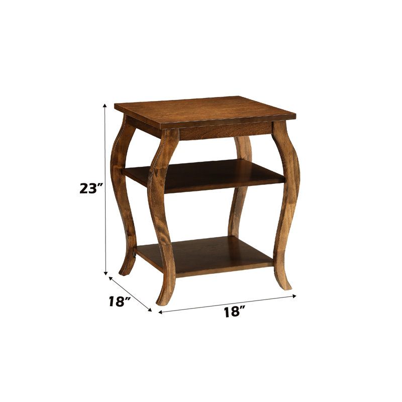 Table à pieds carrés avec 2 tablettes au fini noyer - option de rangement en bois