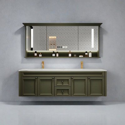 Modern American double-basin bathroom cabinet