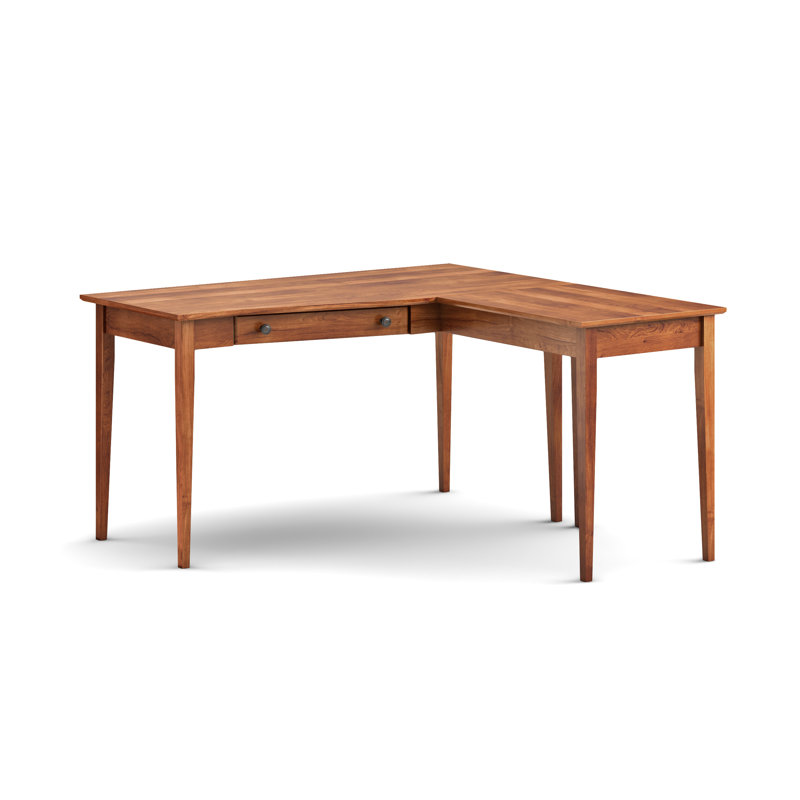 Malani Solid Wood L-Shape Desk, Golden Pecan