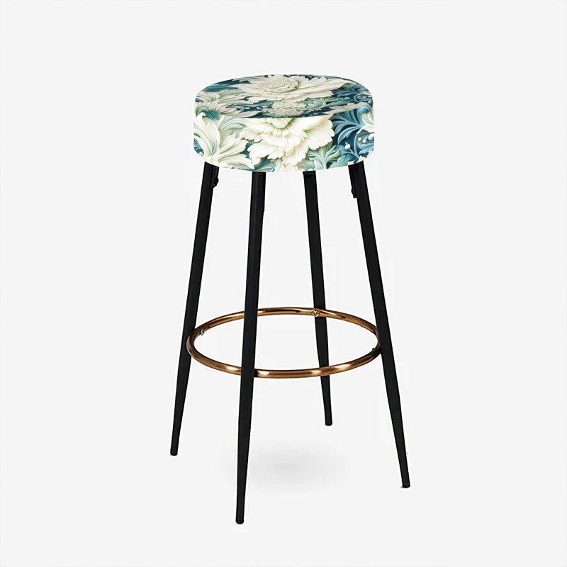 Ensemble de 2 tabourets de bar en damas vert et blanc