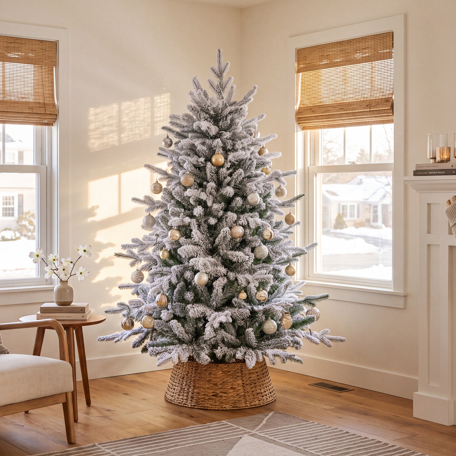 Frosted 7' Pre-Lit Pine Christmas Tree, 4.5'