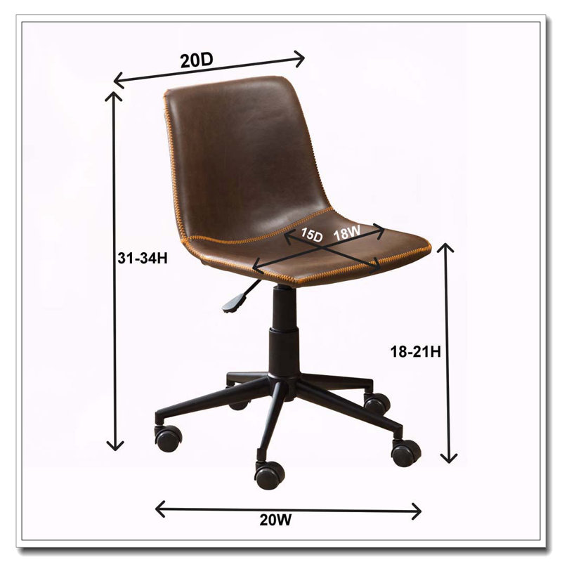 Cesena Faux Leather 360 Swivel Air Lift Office Chair,Antique Brown, Brown