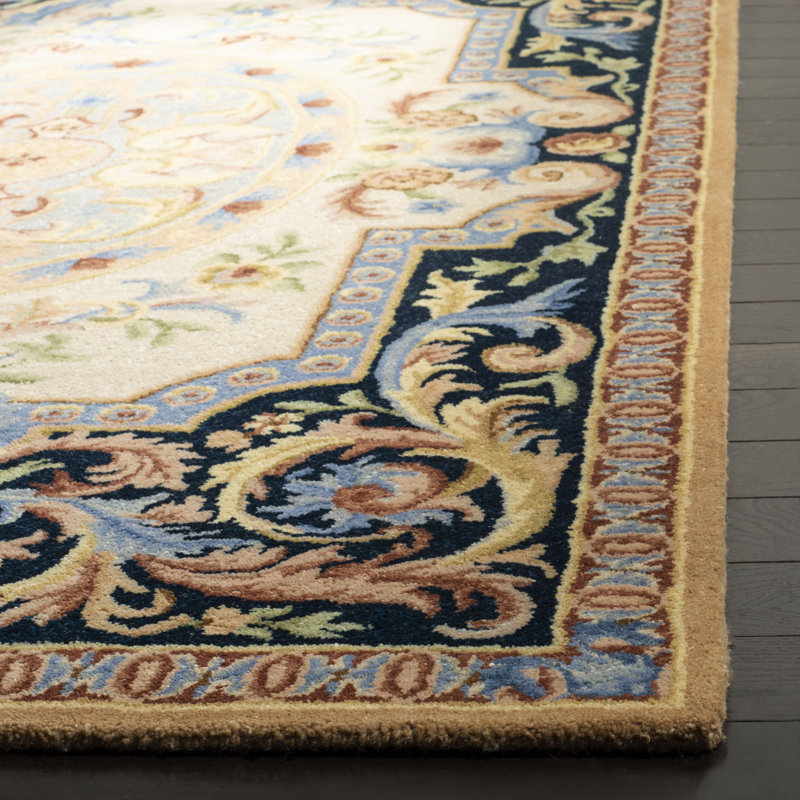 Priscila Savonnerie Hand Tufted Indian Wool And Cotton Oriental Rug, Square 6'