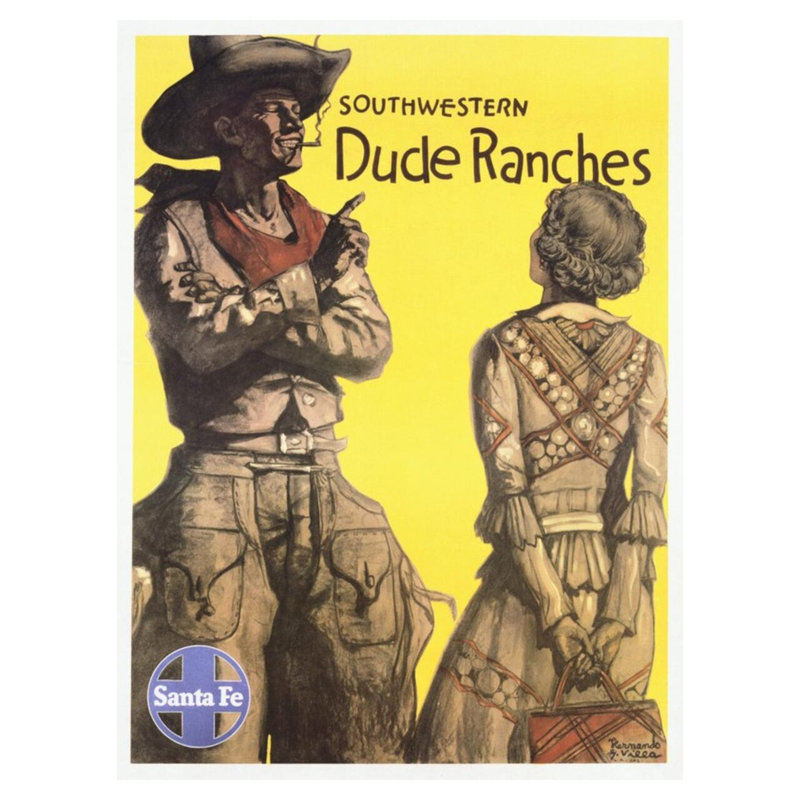 «Southwestern Dude Ranches», affiche par Hernando, H 40 po x l 32 po