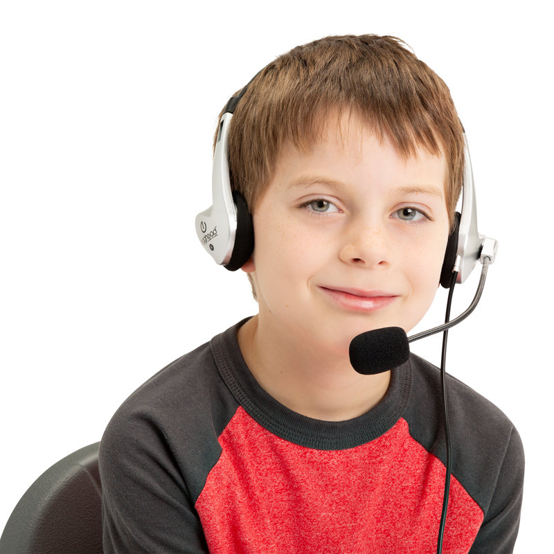 Mobile-Ready School Multimedia Stereo Headsets with Volume Control and Boom Microphone (Set of 10)