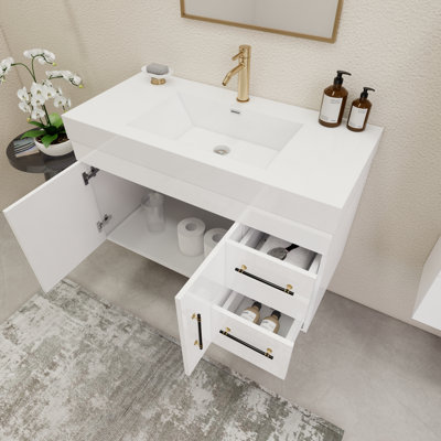 41.9" Wall-Mounted Single Bathroom Vanity Set