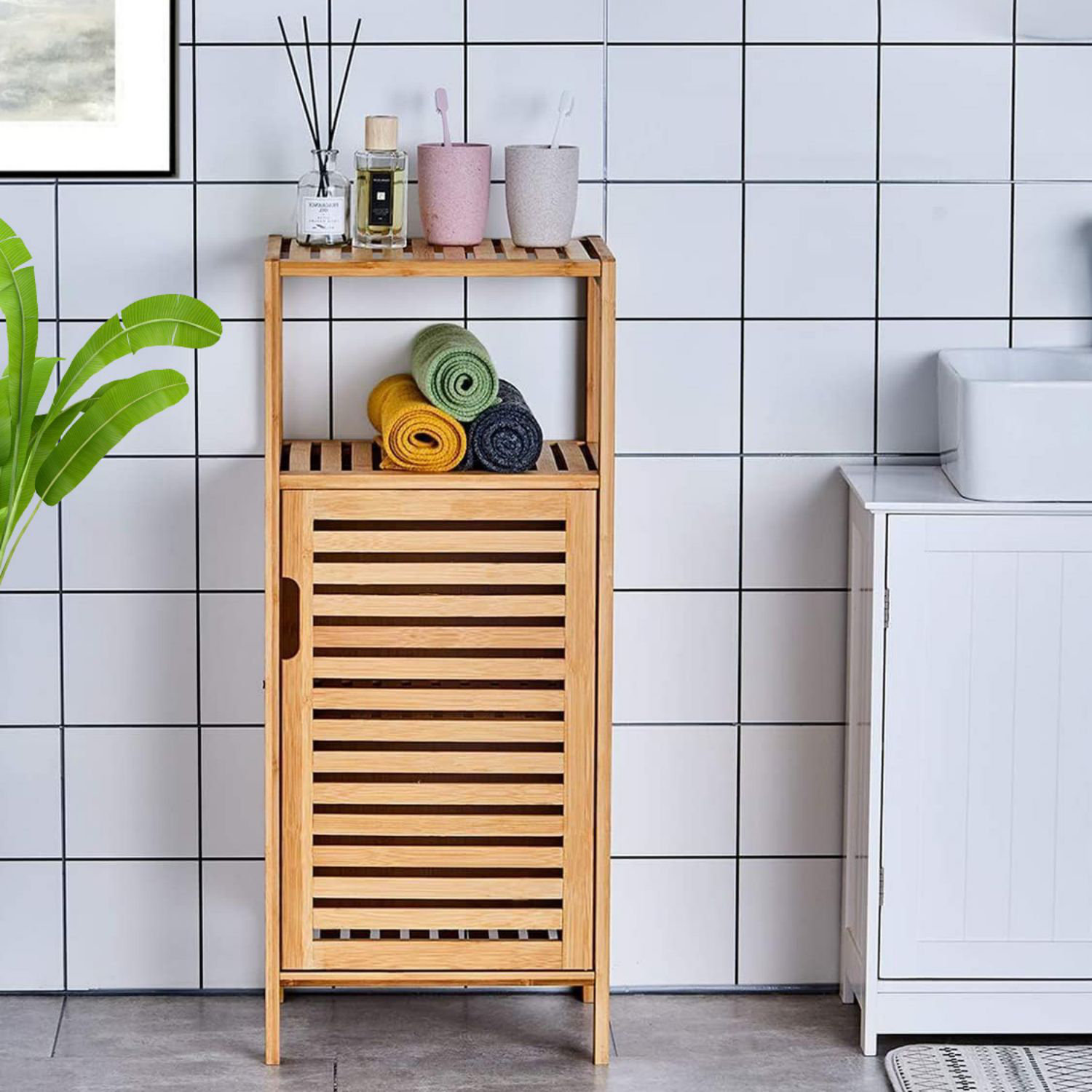 Brayden Studio® Dezarai Bamboo Freestanding Bathroom Cabinet | Wayfair