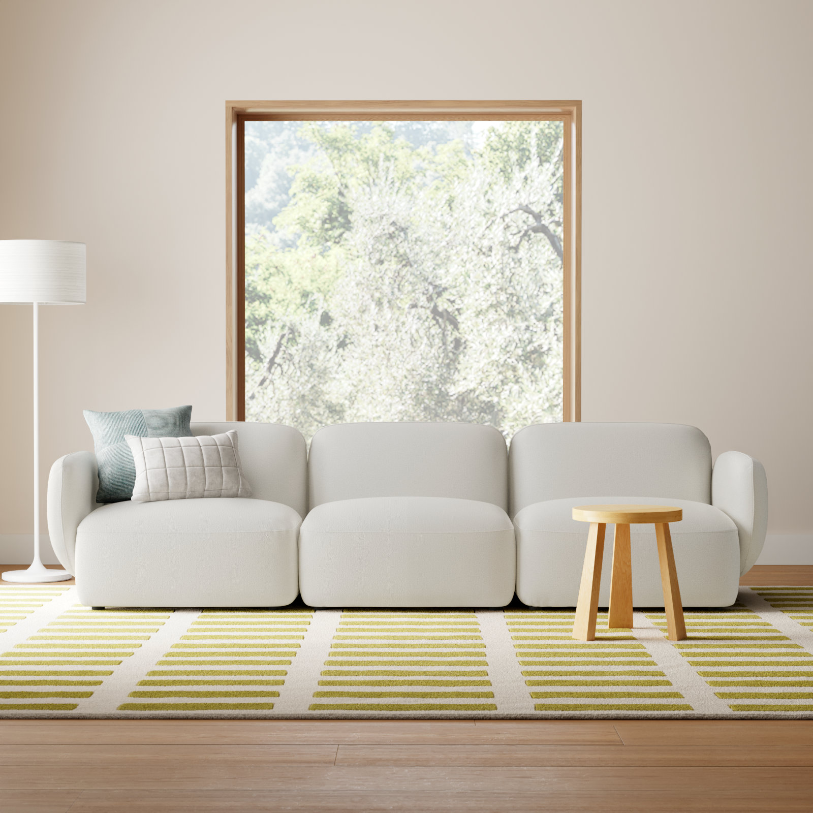 Isles 113" Modular Sofa, Mellow Ivory Chenille