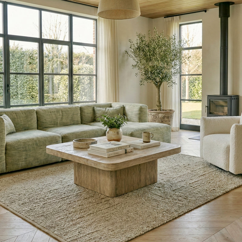 Audrey Solid Wood Coffee Table, Oak