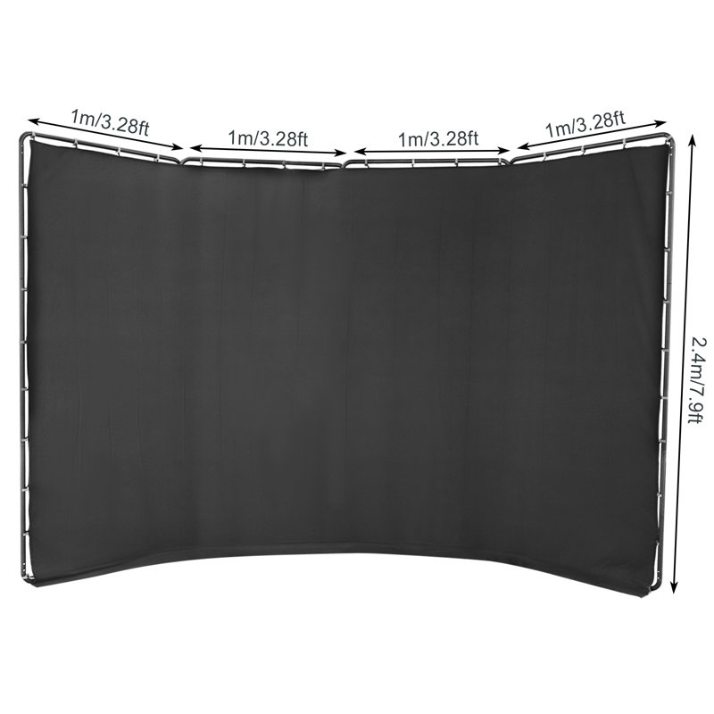 Support de photographie avec toile de fond noire (H 94,49 po x l 157,48 po)