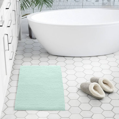 Marshmallow Seafoam Rectangle Quick Dry 20x30'' Bath Rug with Non-Slip Backing