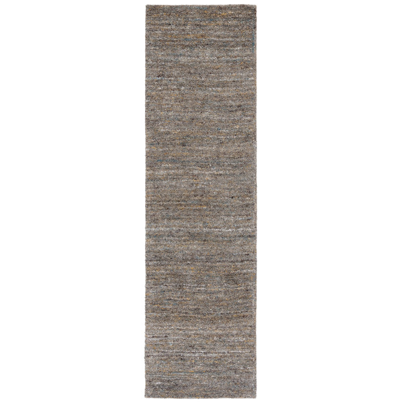 Moniz Hand Tufted Wool/Cotton & Other Fiber Solid Color Rug in Dark Brown, Runner 2'3" x 8'