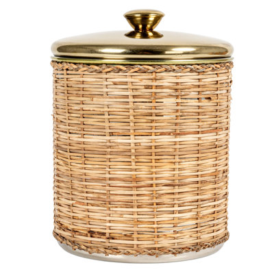 Rattan Wrapped Stainless Steel Canisters (Set of 4)