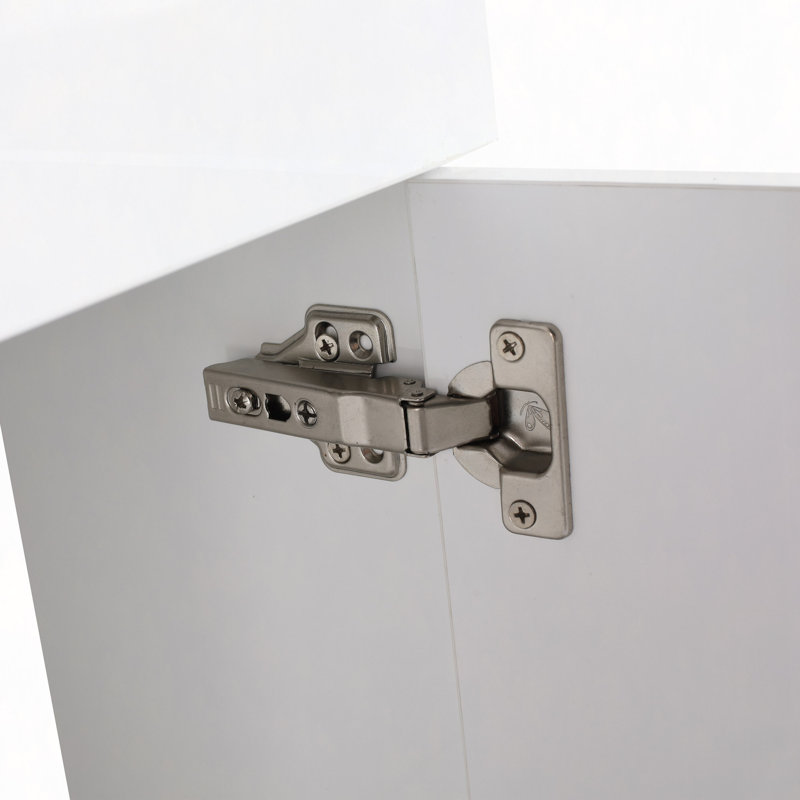 Meuble-lavabo à fermeture en douceur avec lavabo, 16 po pour petite salle de bain, Blanc brillant
