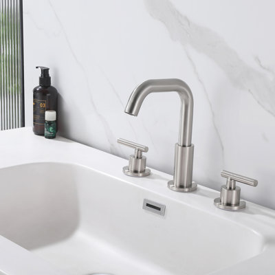 5.19" Widespread Bathroom Sink Faucet 3 Hole, Modern 2-Handle Bathroom Faucet with Removable Aerator
