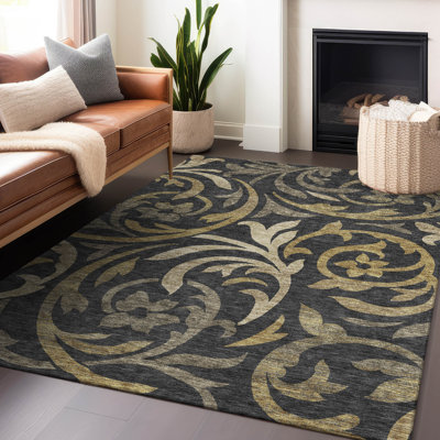Premium Machine Washable Prisco Black Rug