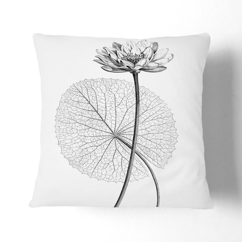 Floral Square Throw Cushion, Black, 40cm H x 40cm W x 15cm D