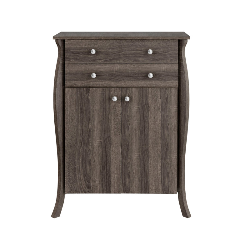 68 Cm Wide 2 Drawer Sideboard, Grey Oak