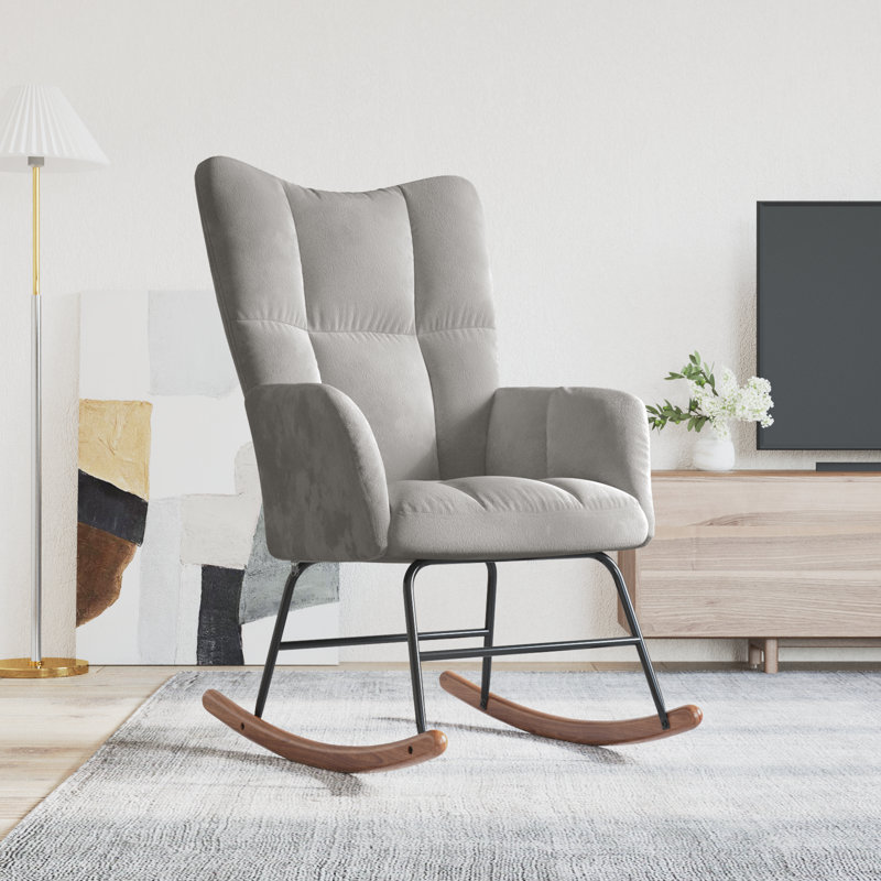 Chaise berçante en velours Khennedi, Gris foncé