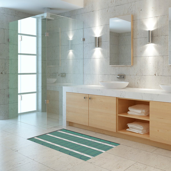 WarmlyYours Electric Floor Heating Kit for a Bathroom with a Shower Area  and Single or Double Vanity | Wayfair