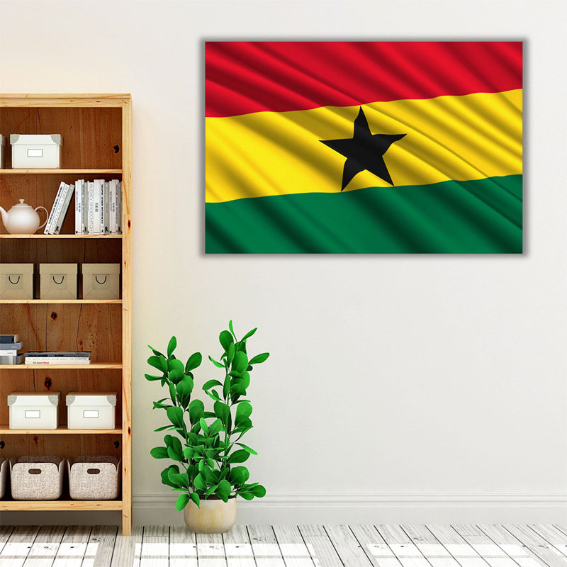Drapeau ghanéen flottant - impression sur toile, H 12 po x l 18 po