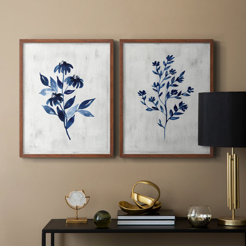 Reproduction encadrée Wild Indigo I-Premium - prêt à être accroché - aucun clou requis - aucun clou requis, Noyer