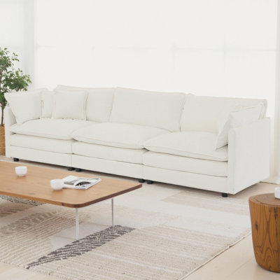 Canapé de style Mid-Century rembourré en chenille avec 5 coussins décoratifs, conception modulaire pour le salon