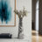 Cylindrical Silhouette Metal Tall Vase for Home Tabletop Decor - Table Flower Vase Accent for Entryway or Living Room Floor Display - Silver-759965398-759965395
