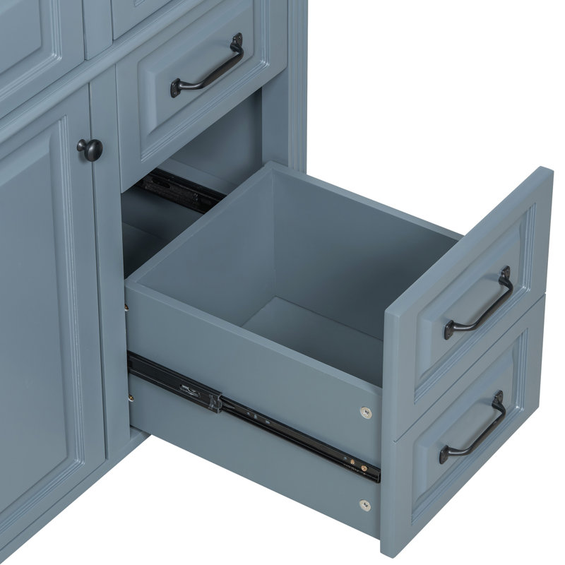 Meuble-lavabo 36 po avec comptoir en céramique, Bleu gris