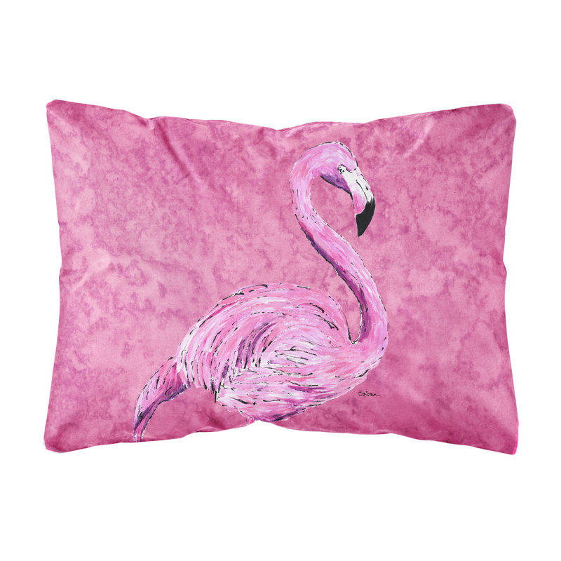 Pink Flamingo Rectangular Polyester Outdoor Throw Pillow