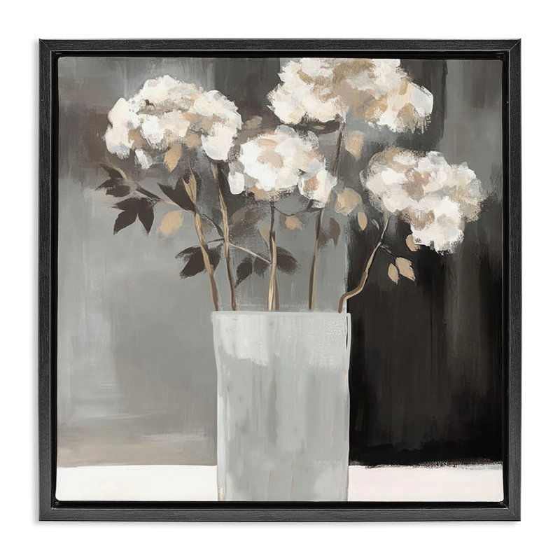 Vase of Grace Floating Frame, design by Mona Grace, Jet Black Floater Frame, 18" H x 18" W
