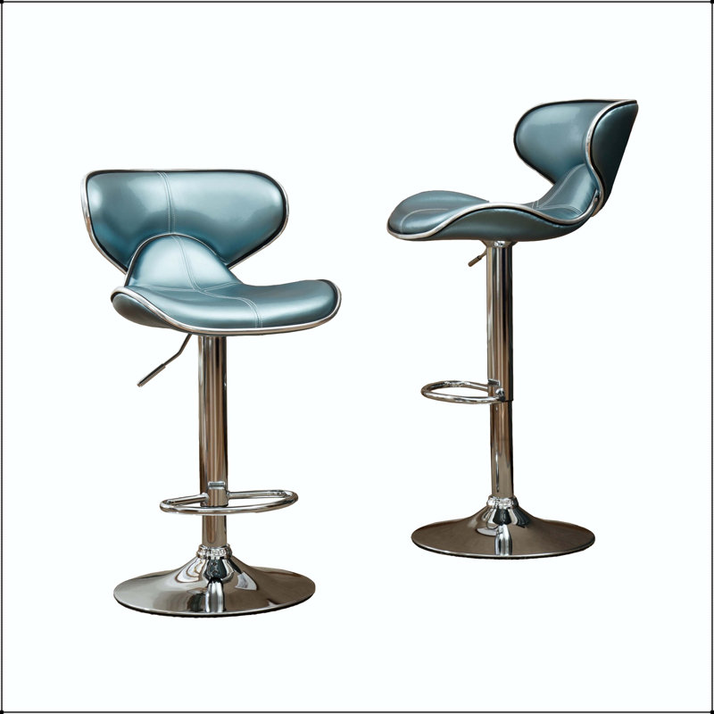 Ensemble de 2 tabourets pivotants réglables Masaccio avec base chromée Airlift, Blue
