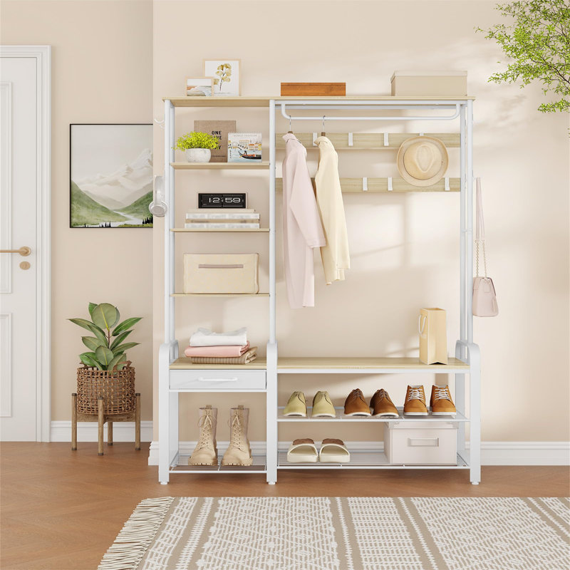 Metal 17 - Hook Coat Rack, Beige/White