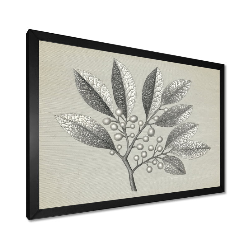 «Grey Minimalisme Vintage Solitude plant - Plants», reproduction d'art sur toile botanique grise, Cadre photo unique, Noir