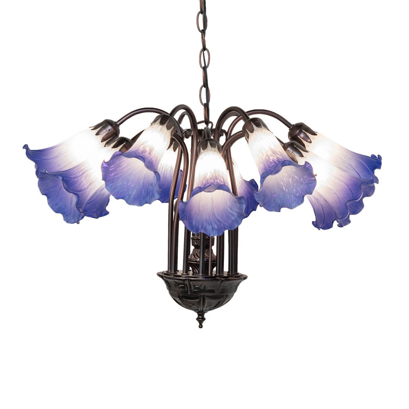 Tiffany 12 - Light Chandelier, Blue/White