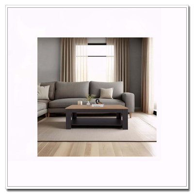 Wenge And Natural Oak Rectangular Coffee Table With Lower Shelf