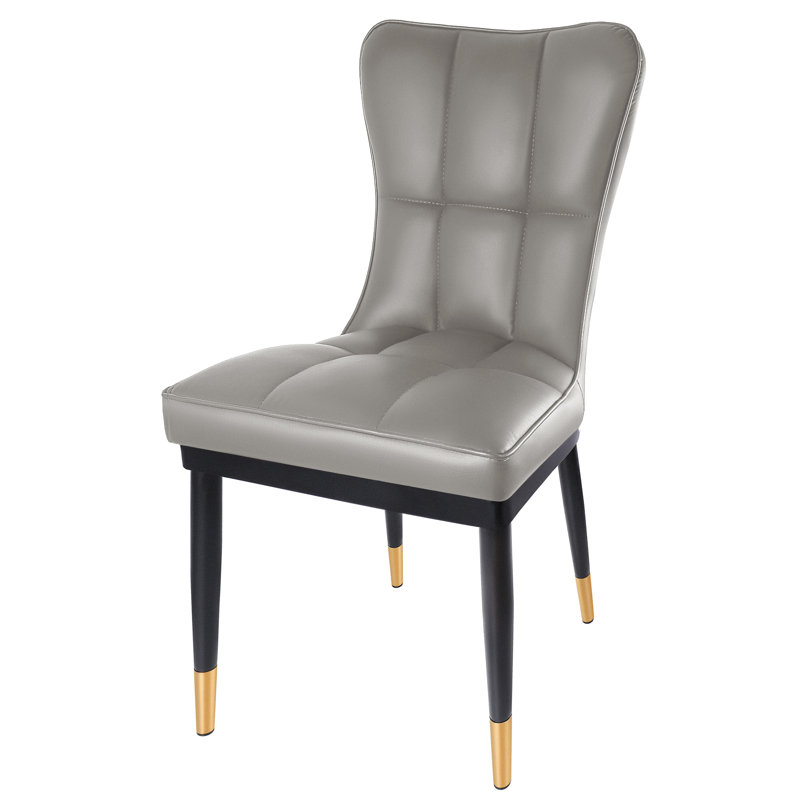 18.9'' H Faux Leather Upholstered Metal Side Chair, Grey