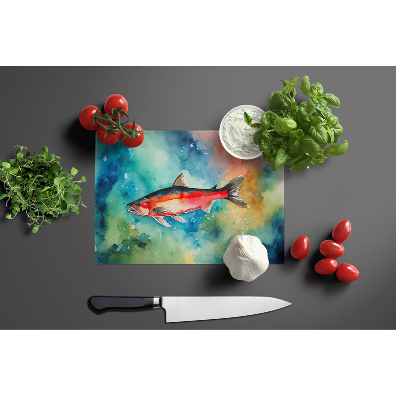 Salmon Glass Cutting Board Large