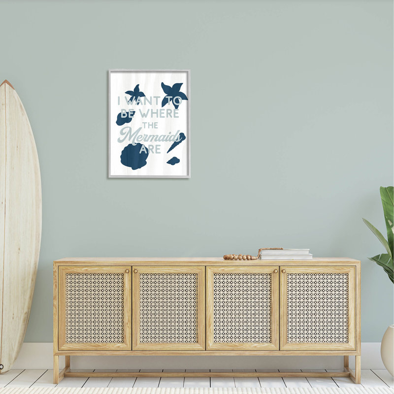 «Where Mermaids Are», estampe numérique par Lil 'Rue, H 30 po x l 24 po x P 1,5 po, Cadre flottant gris lustré