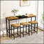 Ensemble de table de salle à manger de cuisine moderne avec 3 tabourets, pour des repas décontractés et formels-436805398-436805396