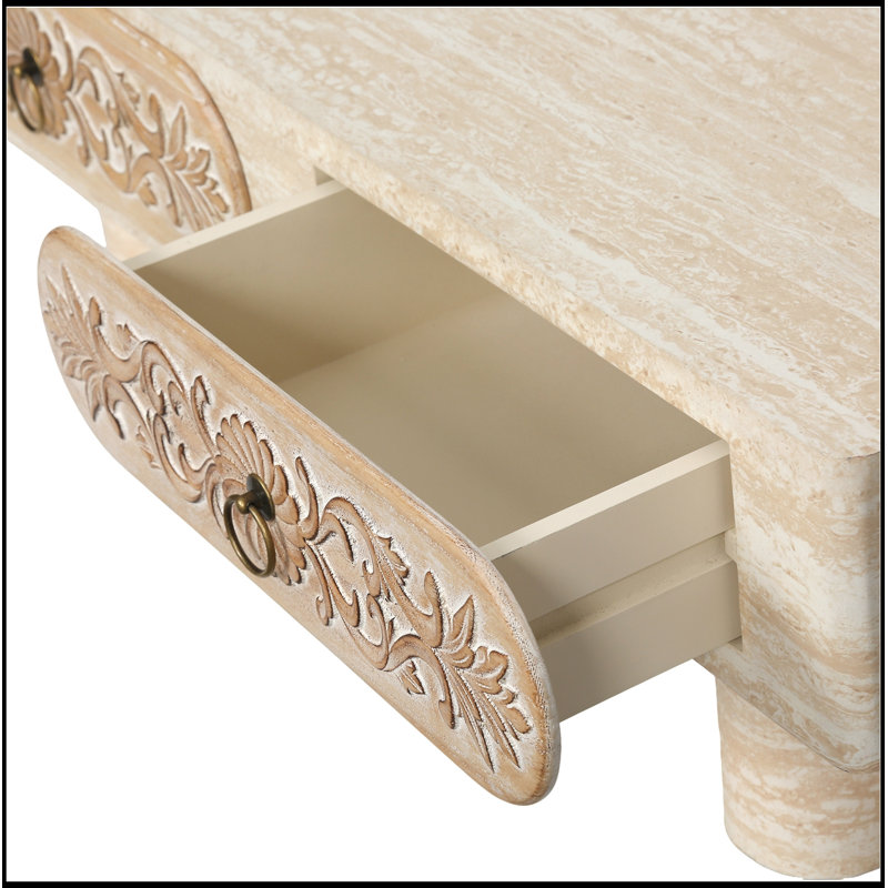 Plateau relevable avec rangement caché Frederica, Naturel