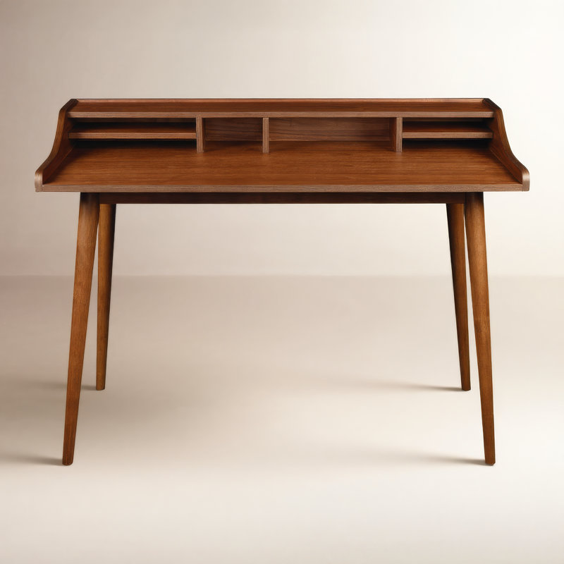 Luxembourg Solid Wood Base Writing Desk, Walnut, 34.9" H x 47.3" W x 23.6" D