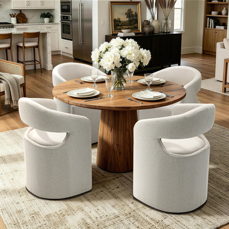 Chaise rembourrée avec roulettes cachées, Beige