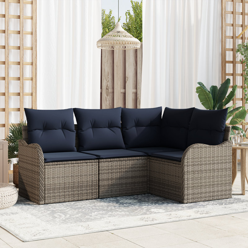 Ensemble de canapé de jardin vidaXL, Structure grise / coussin bleu marine