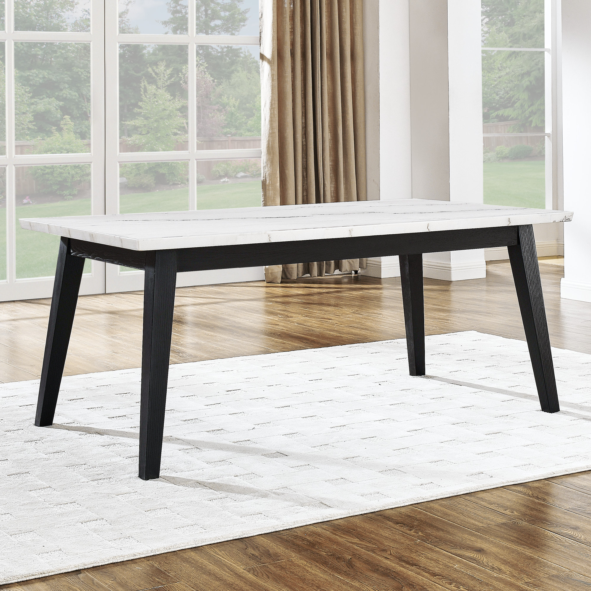 Lucia 72" Genuine Marble Dining Table, Black