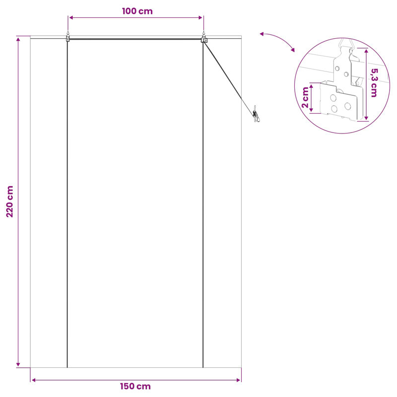 Bamboo Roller shade, 150 cm W x 220 cm L