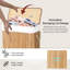 Bamboo Laundry Basket With Lid, 56l Slim Laundry Hamper With Handles & Removeable Washable Lining, Easy Assemble Storage Bin 20x18x60 Cm--1713483854