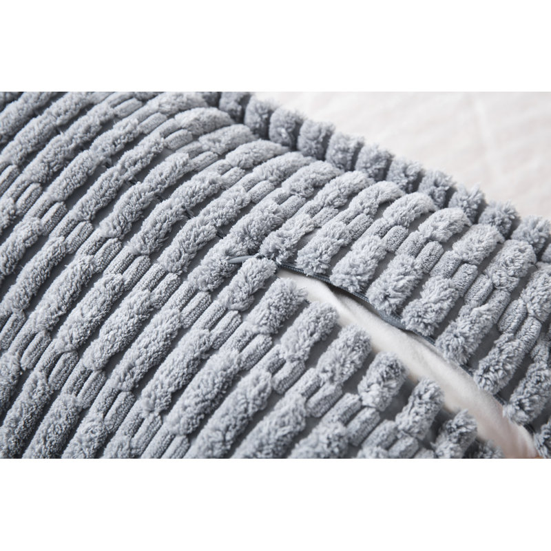 Boucle Ottoman Decorative Pillow Covers Farmhouse Boho Corduroy Cushion Cover, Gray, Rectangle 14"H x 24"W