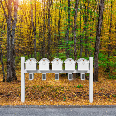 Balmoral Quint Mount Mailbox /w/ Pyramid Caps, Personalized Door Medallion, Newspaper Box (5 Mailboxes, Posts, 5 Newspaper Boxes, 5 Medallions)