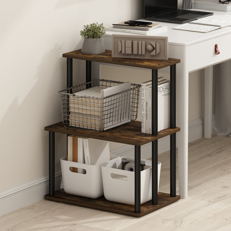 Thoren 3 Tier Toolless Multipurpose Bookcase, Amber Pine/Black